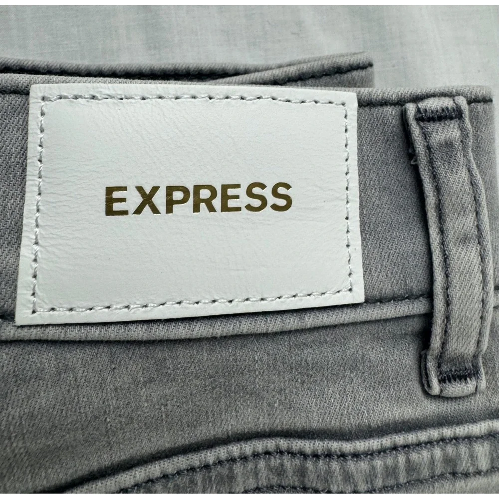 Express Womens High Rise Skinny Distressed Gray Jeans Size 12R NEW - Picture 4 of 16